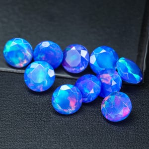 Round Blue frie Ethiopian opal Loose opal lot for making Opal jewelry, AAA Ethiopian opal, Vintage fire opal stones lot, Multi fire opal lot