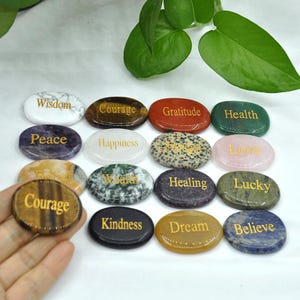 Natural Inspirational Stones,Word Stones Inspirational, Word Strength Stone,Inspiratonal Word palm Stones, Spiritual Gifts, Pocket Stones