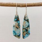 Blue Jasper Drop Earrings, Natural Gemstone Earrings, Sea Sediment Drop Earrings, Natural Stone Healing Earrings, Women Elegant Jewelry Gift