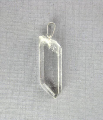Crystal Quartz Point Pendant with Silver Plated Bail  (S124B4)