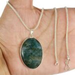 Natural Crystal Moss Agate Pendant Oval Pendant Crystal