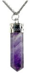 Amethyst Pencil Pendant with Chain Healing Crystal