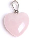 Rose Quartz Stone Pendant Reiki Healing Heart Shape