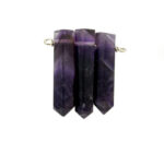 Triple Amethyst Pencil Point Pendant with Silver Plated Wire Bails - (11BROWNSHELF-78-02)