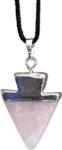 Pink Rose Necklace Silver Capped Triangle Pendant Healing