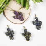 Rainbow Aura Titanium Treated - Druzy Amethyst Cactus Gold or Silver Plated Bail Pendant
