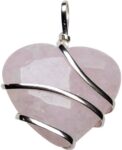 Natural Energised Rose Quartz Wrapped Heart Energy Pendant